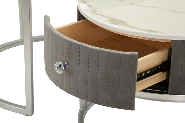 Glam bord i sølvfarve, træ, mdf og metal – 70x45 50x40 cm