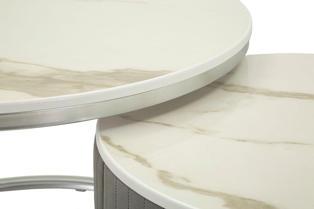 Glam bord i sølvfarve, træ, mdf og metal – 70x45 50x40 cm