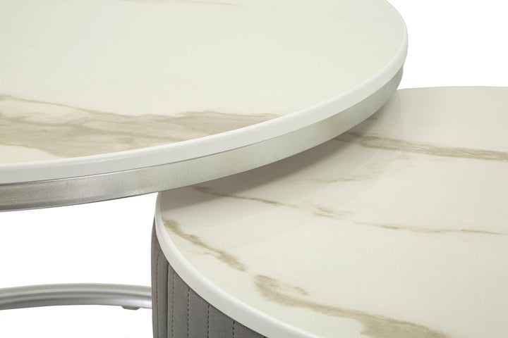 Glam bord i sølvfarve, træ, mdf og metal – 70x45 50x40 cm