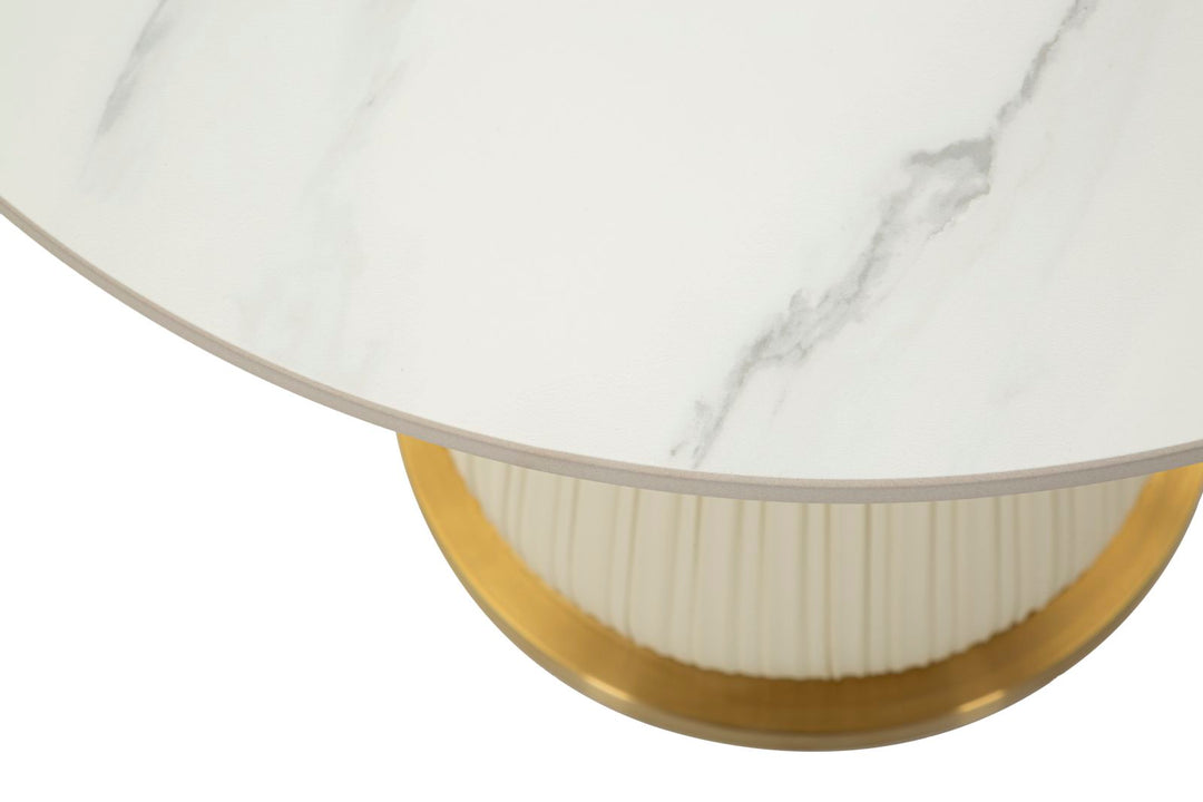 Glam bord i guldfarve og marmor-look, metal, keramik og polyester – 60x54 cm