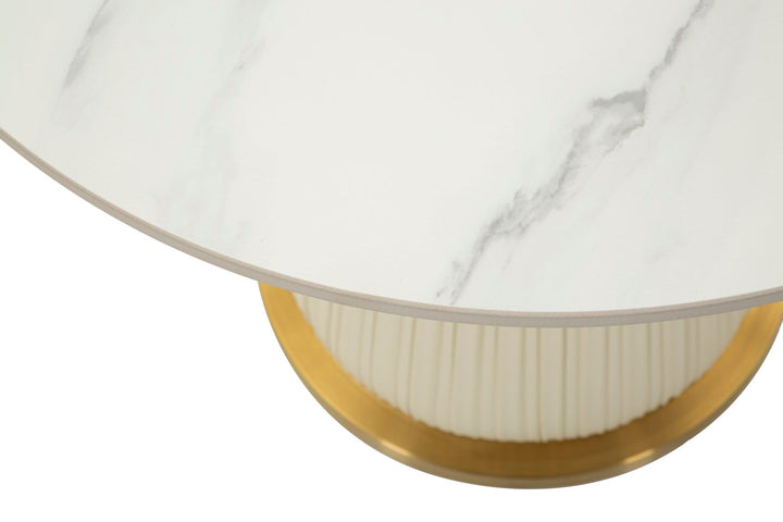 Glam bord i guldfarve og marmor-look, metal, keramik og polyester – 60x54 cm