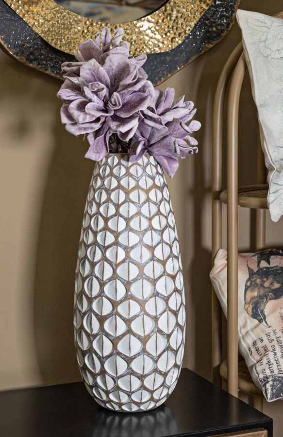 Moderne vase i hvid, polyresin – 20x45x5 cm