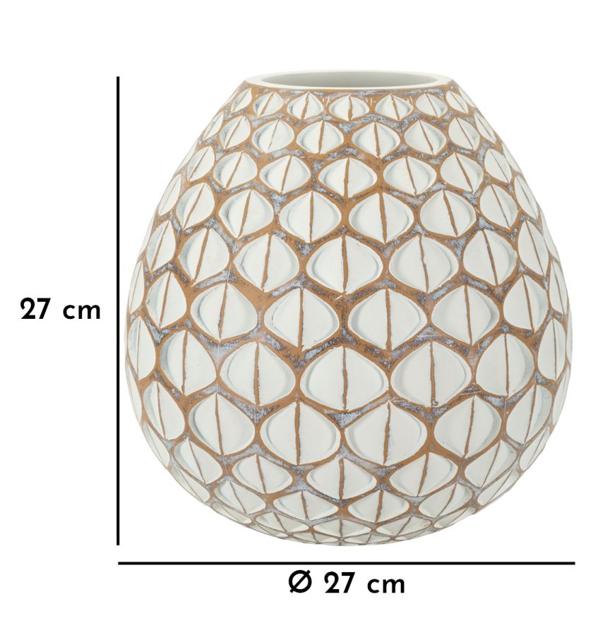 Moderne vase i hvid, polyresin – 27x27 cm