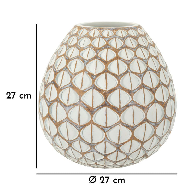Moderne vase i hvid, polyresin – 27x27 cm