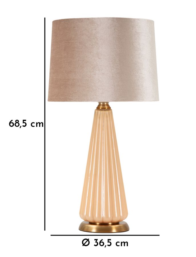 Glam bordlampe i guldfarve, glas, metal og stof – 36x5x68 cm