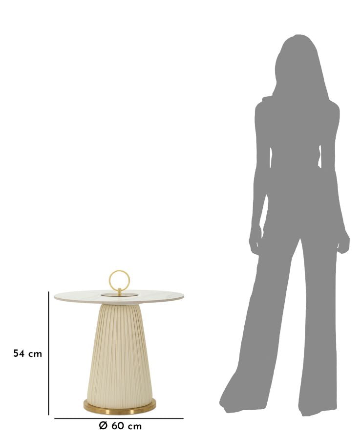 Glam bord i guldfarve og marmor-look, metal, keramik og polyester – 60x54 cm