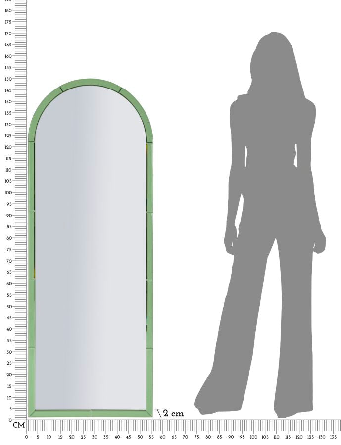 Glam spejl, grøn, 55x2x150 49x144 cm