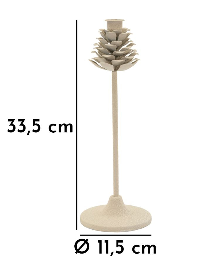 Lysestage i creme, metal – 11x5x33 cm