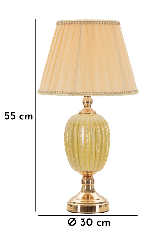 Glam bord i guldfarve af jern, ceramic og stof – 30x55 cm