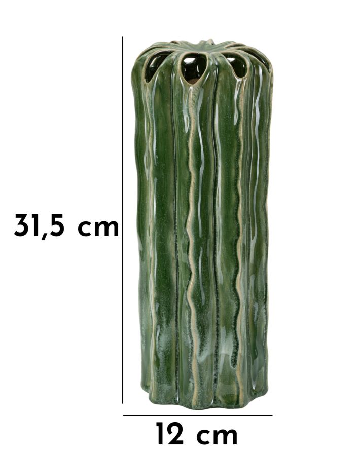 Smuk keramisk vase i grøn farve – 12x31x5 cm