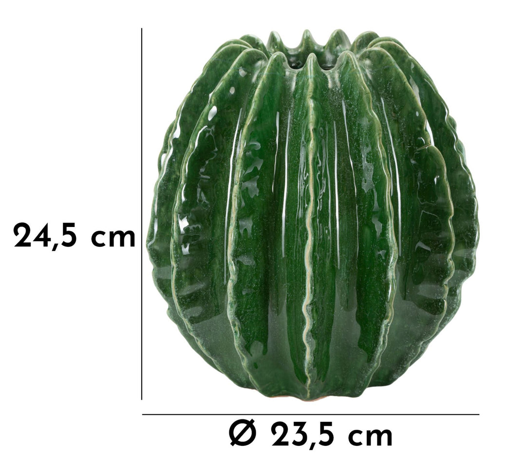 Smuk keramisk vase i grøn farve – 23x5x24 cm