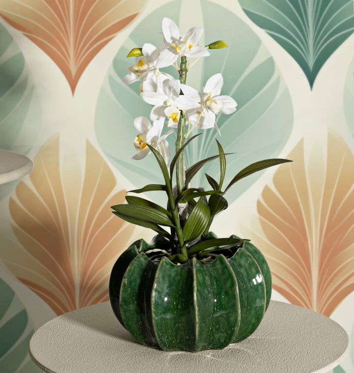 Smuk keramisk skål i grøn farve  – 13x5 cm