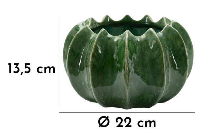 Smuk keramisk skål i grøn farve  – 13x5 cm