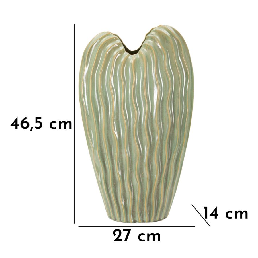 Moderne grøn vase i keramik  – 27x14x46 cm