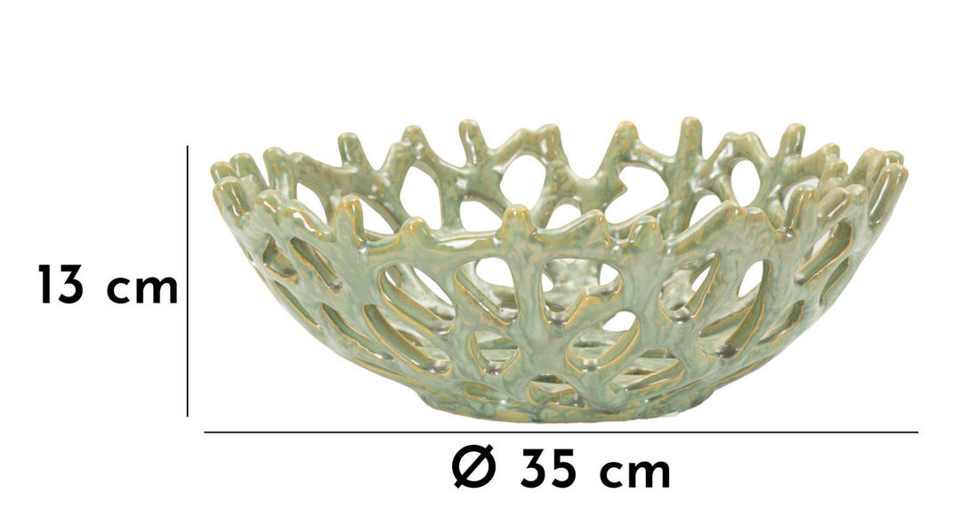 Moderne skål i grøn keramik – 35x13 cm