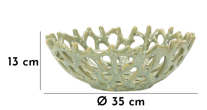 Moderne skål i grøn keramik – 35x13 cm