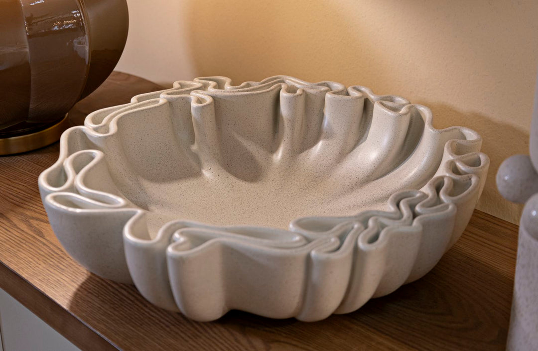 Fad, cremefarvet i polyresin  – 40x5x38 5x9x5 cm