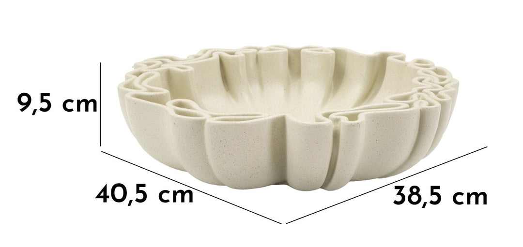 Fad, cremefarvet i polyresin  – 40x5x38 5x9x5 cm