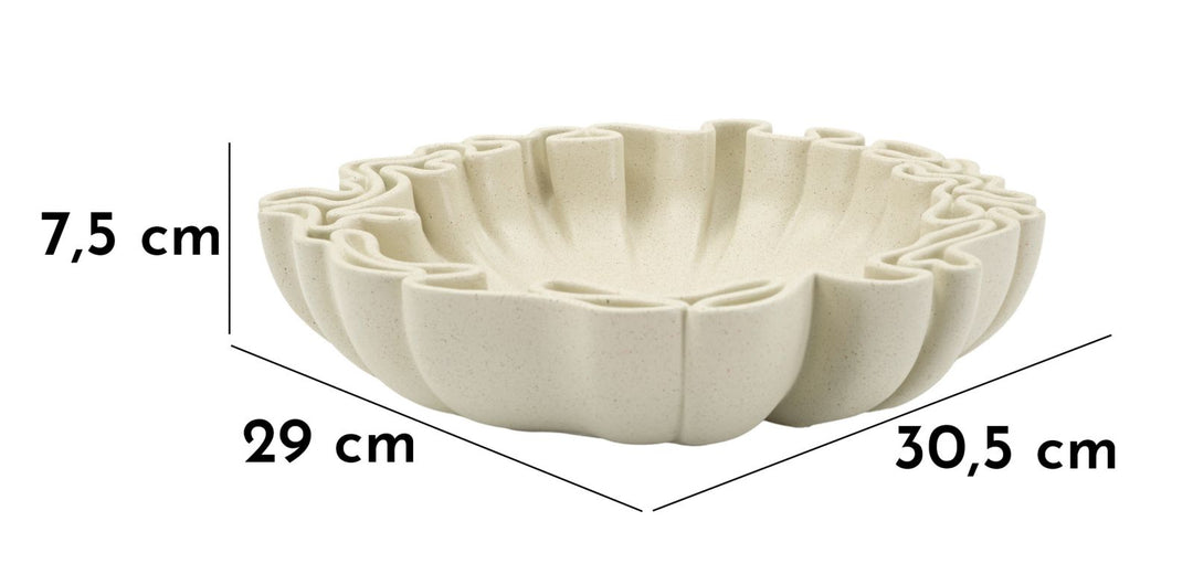 Fad, cremefarvet i polyresin – 30x5x29 7x5 cm