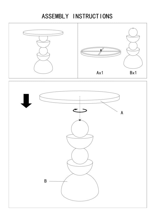 Bord i creme, jern og glas – 40x5x42 cm