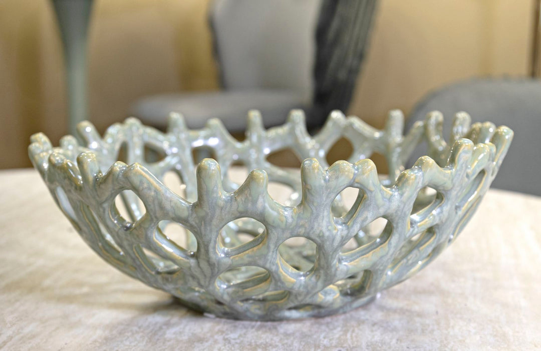 Moderne skål i grøn keramik – 35x13 cm