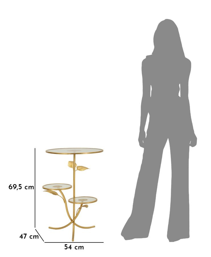 Glam bord i guldfarve, jern og glas – 54x69x5 cm