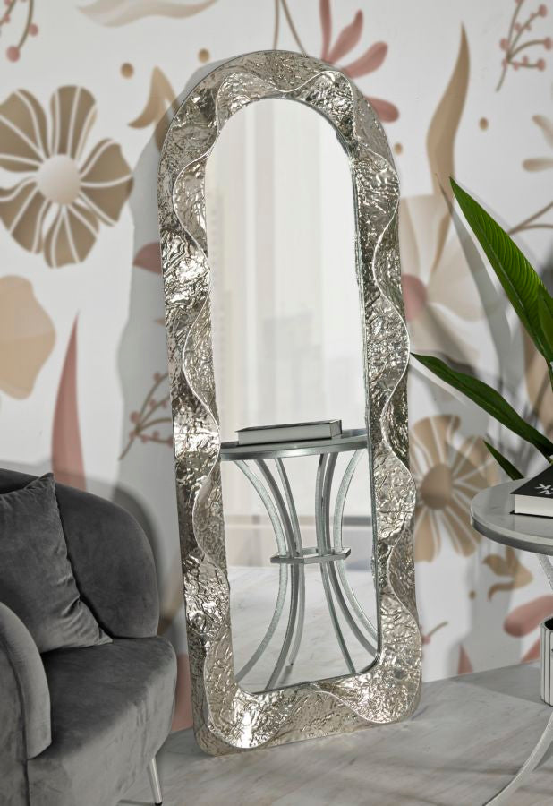 Glam spejl i sølvfarve, jern, spejl og mdf – 61x6x5 39x135 cm