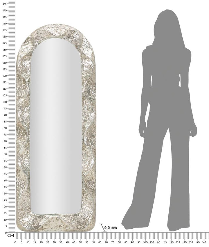 Glam spejl i sølvfarve, jern, spejl og mdf – 61x6x5 39x135 cm