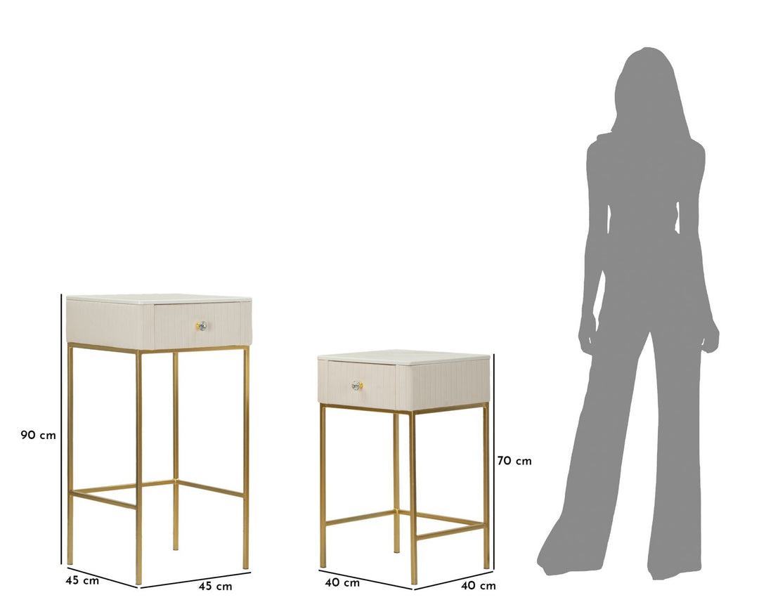 Glam bord i fyrretræ, mdf og metal – 45x90 40x70 cm