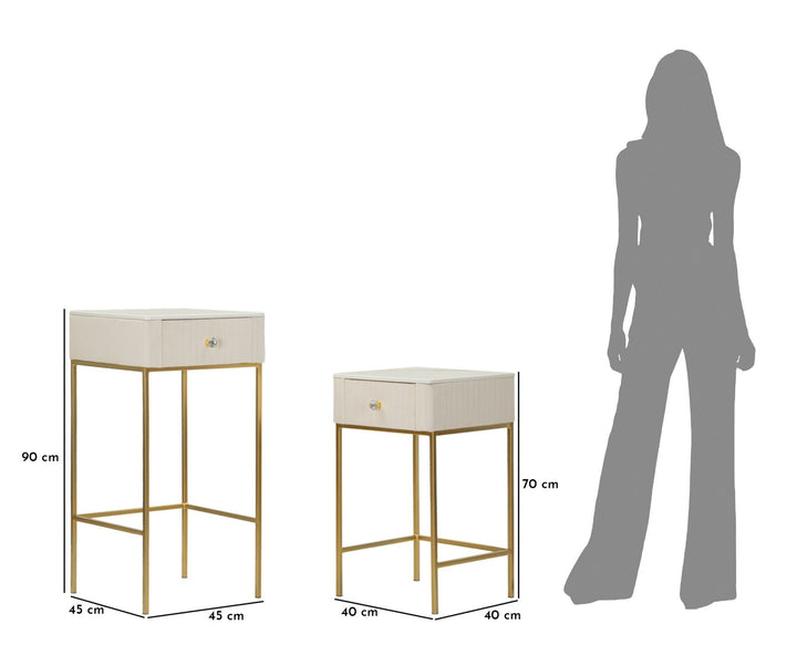 Glam bord i fyrretræ, mdf og metal – 45x90 40x70 cm