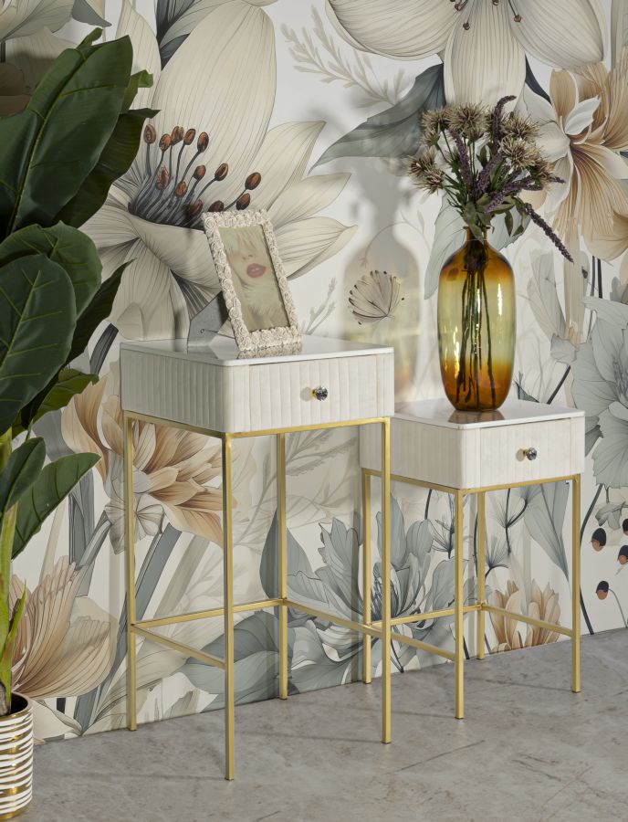 Glam bord i fyrretræ, mdf og metal – 45x90 40x70 cm