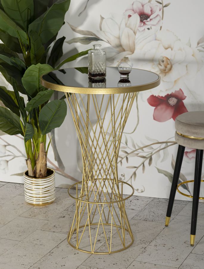 Glam barbord i guldfarve i jern og glas – 70x103 cm