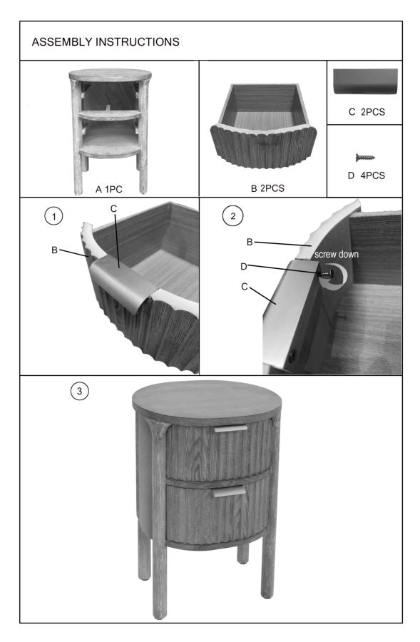 Moderne sengebord i træ, MDF and jern – 38x34x5 cm