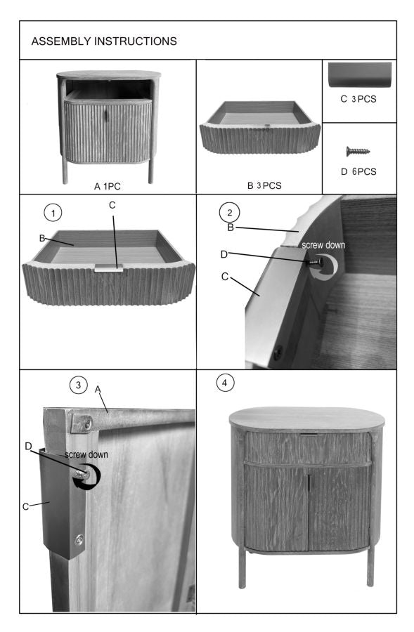 Elegant kommode i træ, MDF and jern – 81x46x82 cm
