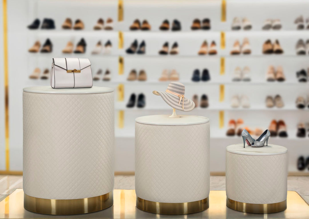 Glam sideborde i guldfarve, fyrretræ, mdf og metal