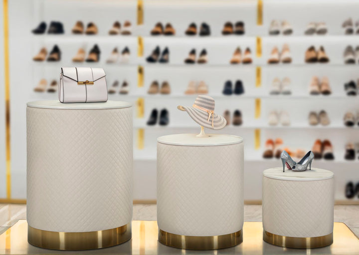 Glam sideborde i guldfarve, fyrretræ, mdf og metal