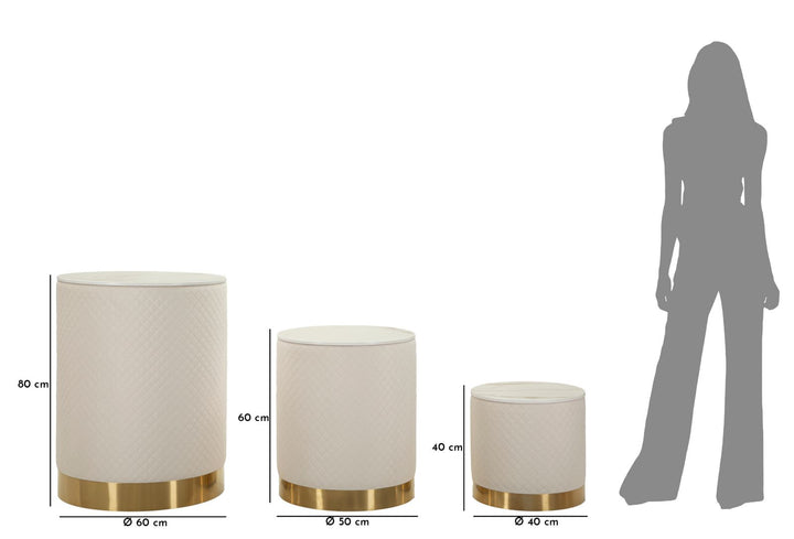 Glam sideborde i guldfarve, fyrretræ, mdf og metal