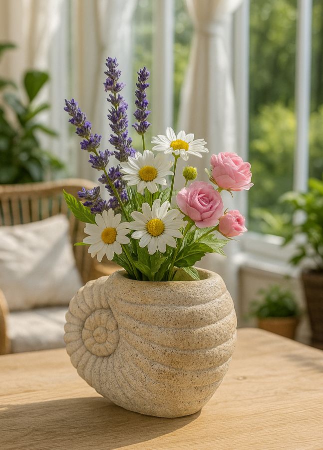 SHELL SAND VASE -A- CM 33X19X23 (ÅBNING CM Ø 13)