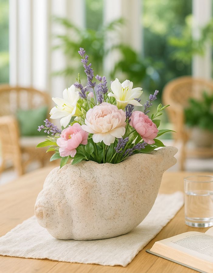 SHELL SAND VASE -B- CM 35X23X18 (ÅBNING CM Ø 17 x 14)