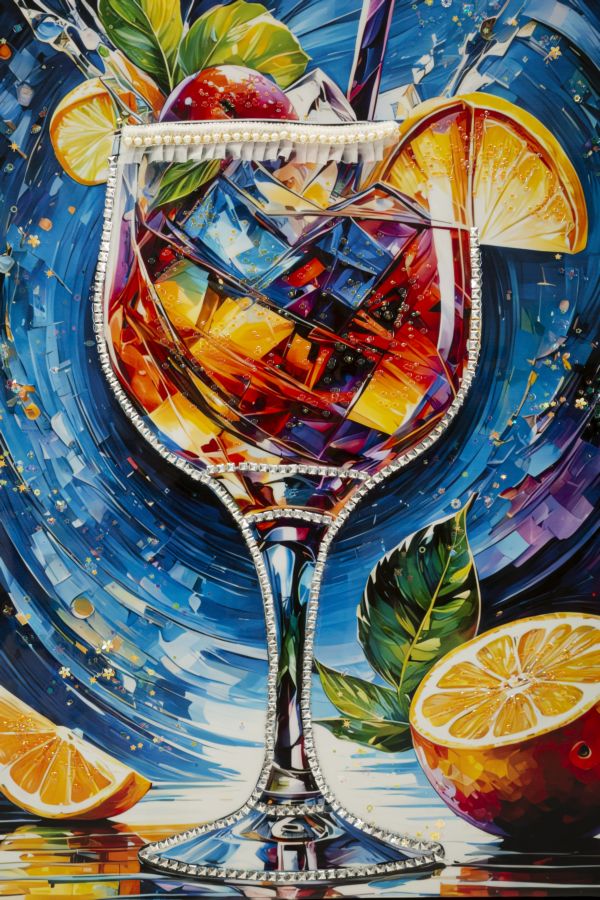 Lærredsprint Cocktail med ramme -B- (62 x 3,5 x 92 cm)