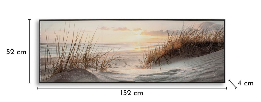 Lærredsprint Strand med ramme -A- (152 x 4 x 52 cm)