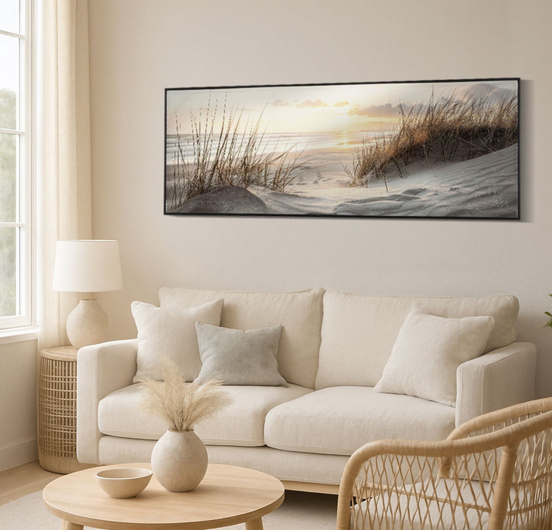 Lærredsprint Strand med ramme -A- (152 x 4 x 52 cm)