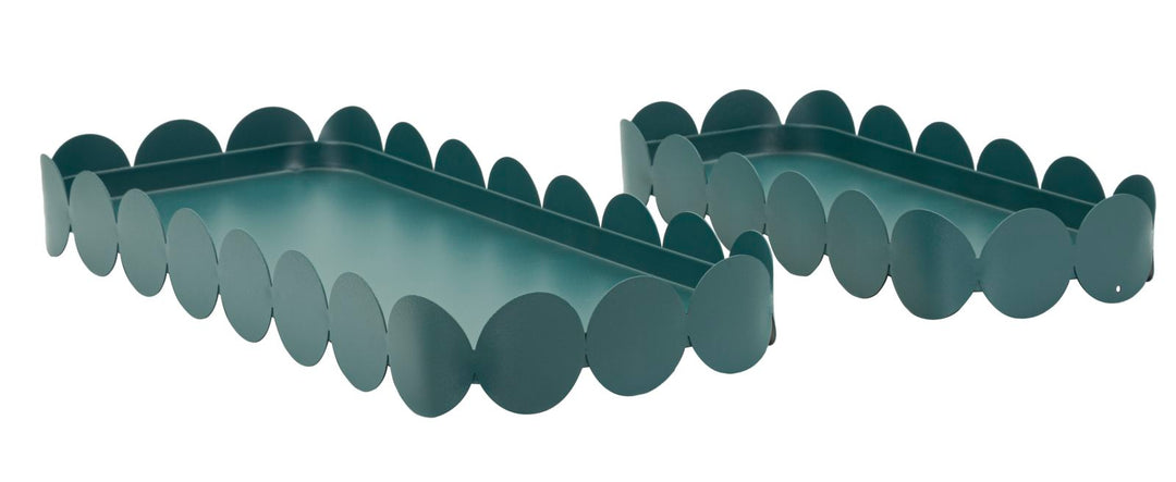 SATURN REKTANGULÆRT SERVERINGSFAD. TEAL SÆT MED 2 STK. CM 40X16,5X4,5-29X12X4,5