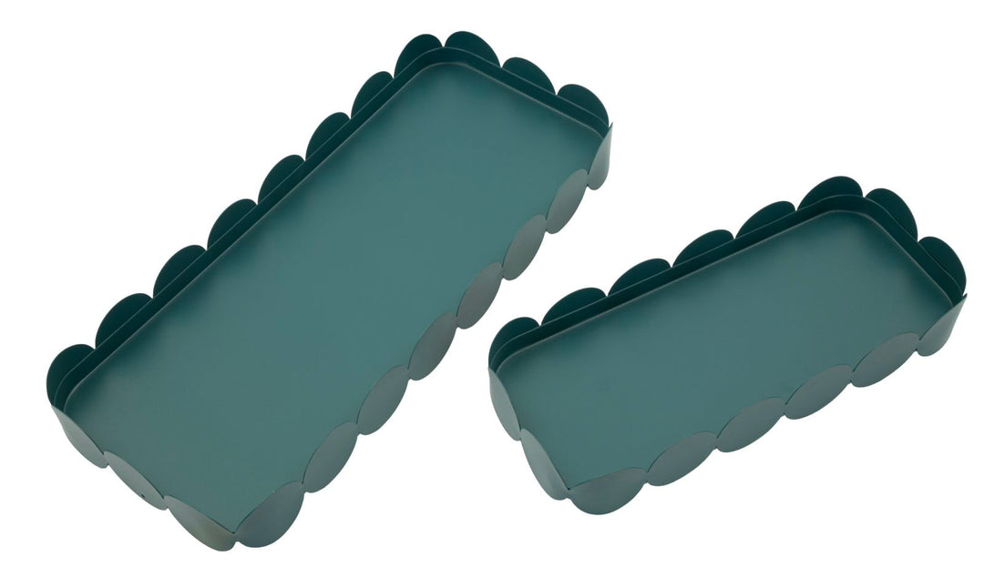 SATURN REKTANGULÆRT SERVERINGSFAD. TEAL SÆT MED 2 STK. CM 40X16,5X4,5-29X12X4,5