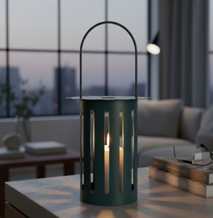 SATURN LANTERNE TEAL CM Ø 24X43