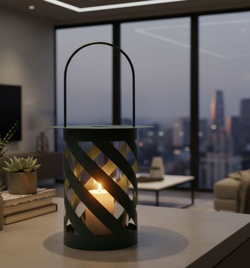 TWIST SATURN LANTERNE TEAL CM Ø 23X43