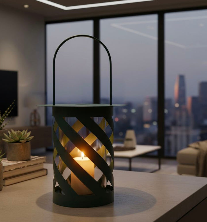 TWIST SATURN LANTERNE TEAL CM Ø 23X43