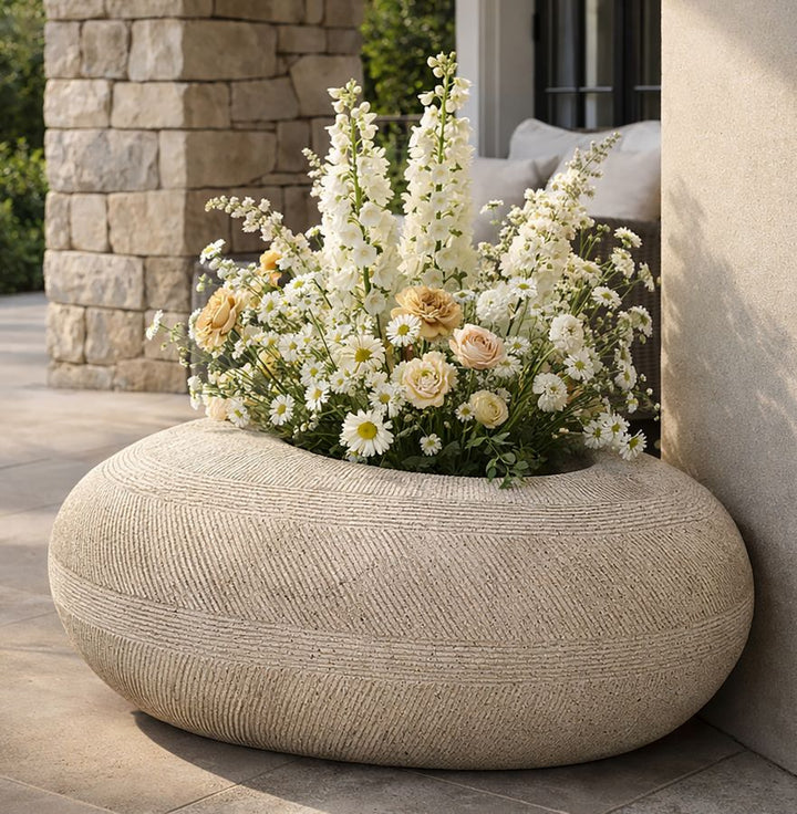 STONE VASE HOLDER CM 78,5X56X33,5 (HOLE CM Ø 28)