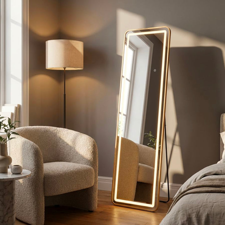 LED GULVSPEJL SIMPLE REKTANGULÆR CM 50X3-38X160 (3 LYSFARVER)