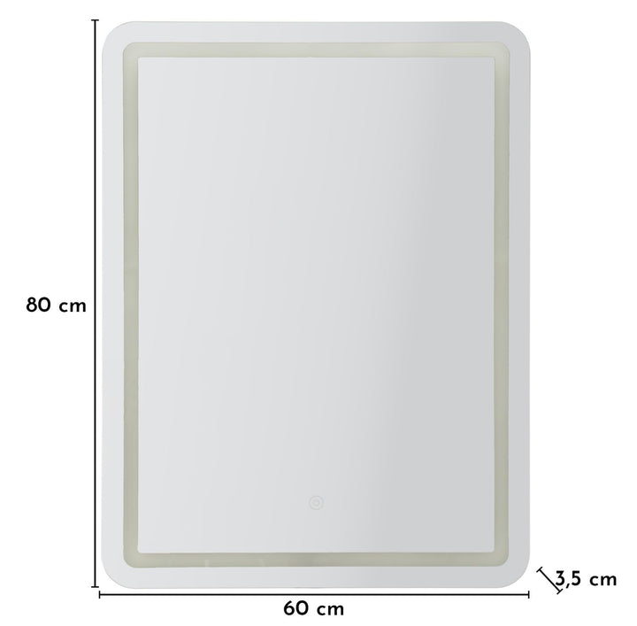 LED VÆGSPEJL SIMPLE REKTANGULÆR CM 60X3,5X80 (3 LYSFARVER)